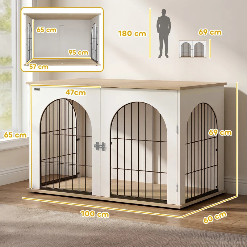 Wooden Double Dog Crate Furniture
