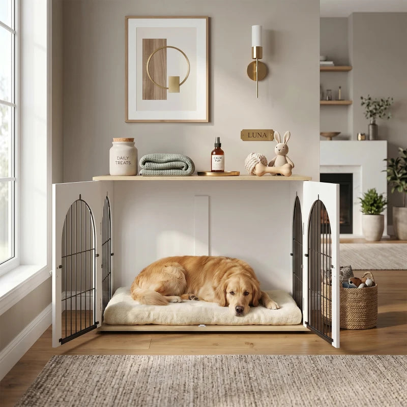 Wooden Double Dog Crate Furniture